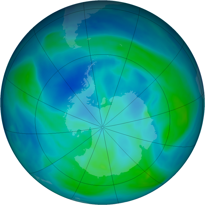 Antarctic ozone map for 21 February 2006